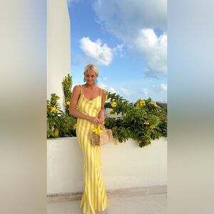 Topshop Yellow Striped Summer Dress